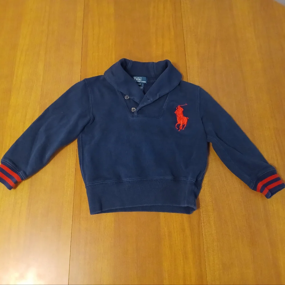 Polo Ralph Lauren Blue Pullover Toddler 4/4T Big Red Pony Long Sleeve